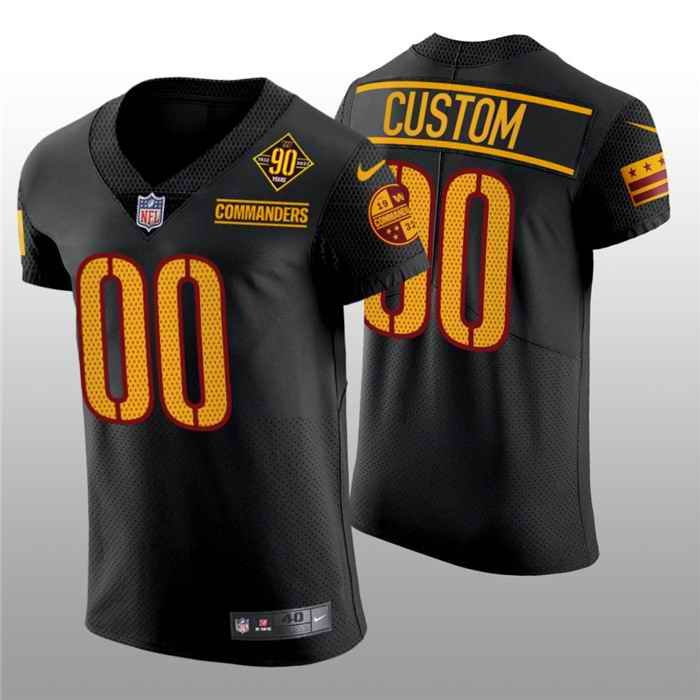 Men's Washington Commanders Active Player Custom 90th Anniversary Black Elite Stitched Jersey