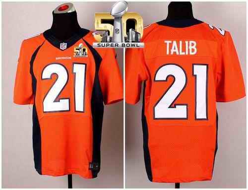 Nike Broncos #21 Aqib Talib Orange Team Color Super Bowl 50 Men's Stitched NFL New Elite Jersey