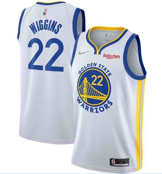 Men's Golden State Warriors #22 Andrew Wiggins 2022 White 75th Anniversary Stitched Jersey