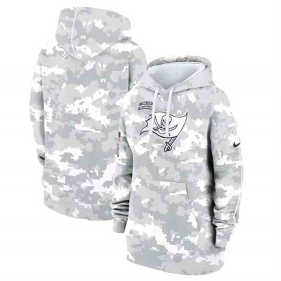 Women's Tampa Bay Buccaneers 2024 Arctic Camo Salute To Service Club Fleece Pullover Hoodie(Run Small)