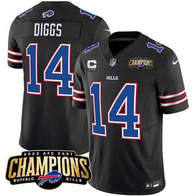 Men's Buffalo Bills #14 Stefon Diggs Black 2023 F.U.S.E. AFC East Champions With 3-star C Ptach Stitched Football Jersey