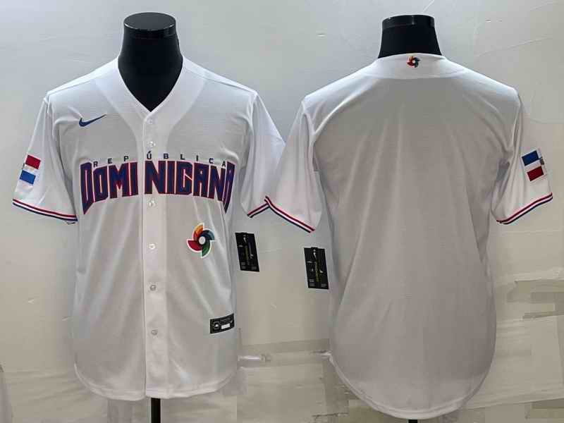 Men's Dominican Republic Baseball Blank 2023 White World Baseball Classic Stitched Jersey