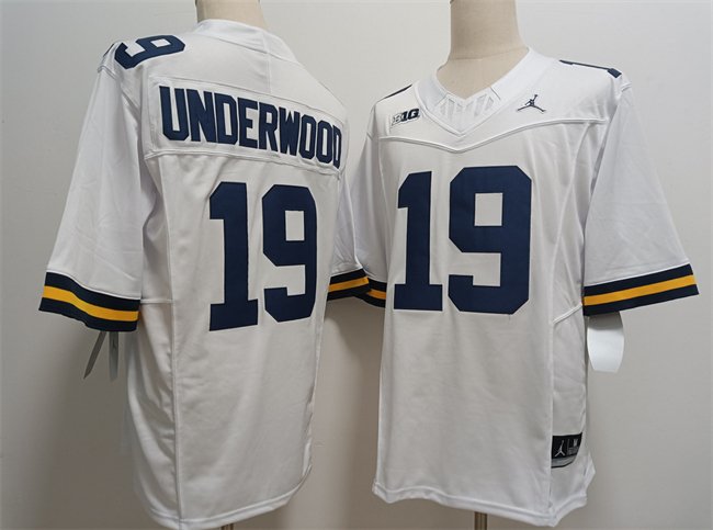 Men's Michigan Wolverines #19 Bryce Underwood White 2024 F.U.S.E. Stitched Jersey