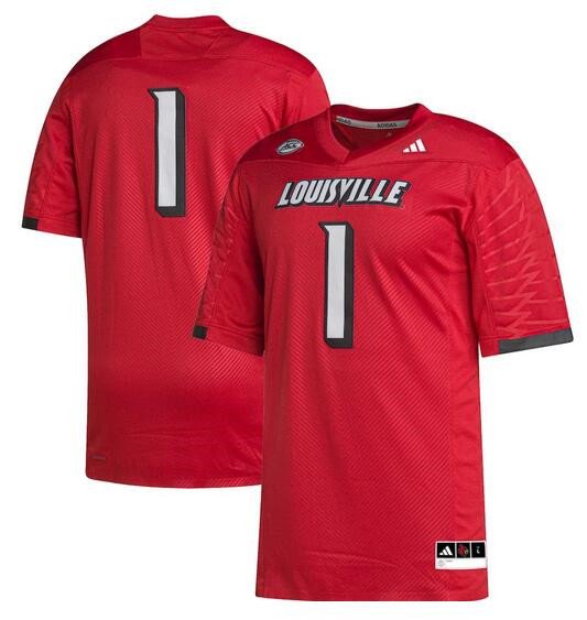 Men's Louisville Cardinals #1 Red Stitched Football Jersey