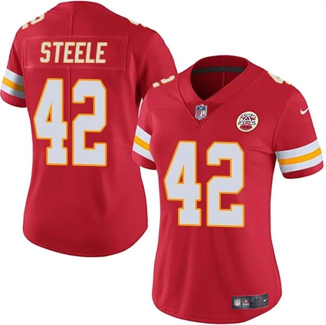 Women's Kansas City Chiefs #42 Carson Steele Red Vapor Untouchable Limited Stitched Jersey(Run Small)