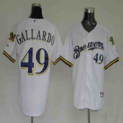 Brewers #49 Yovani Gallardo Stitched White MLB Jersey