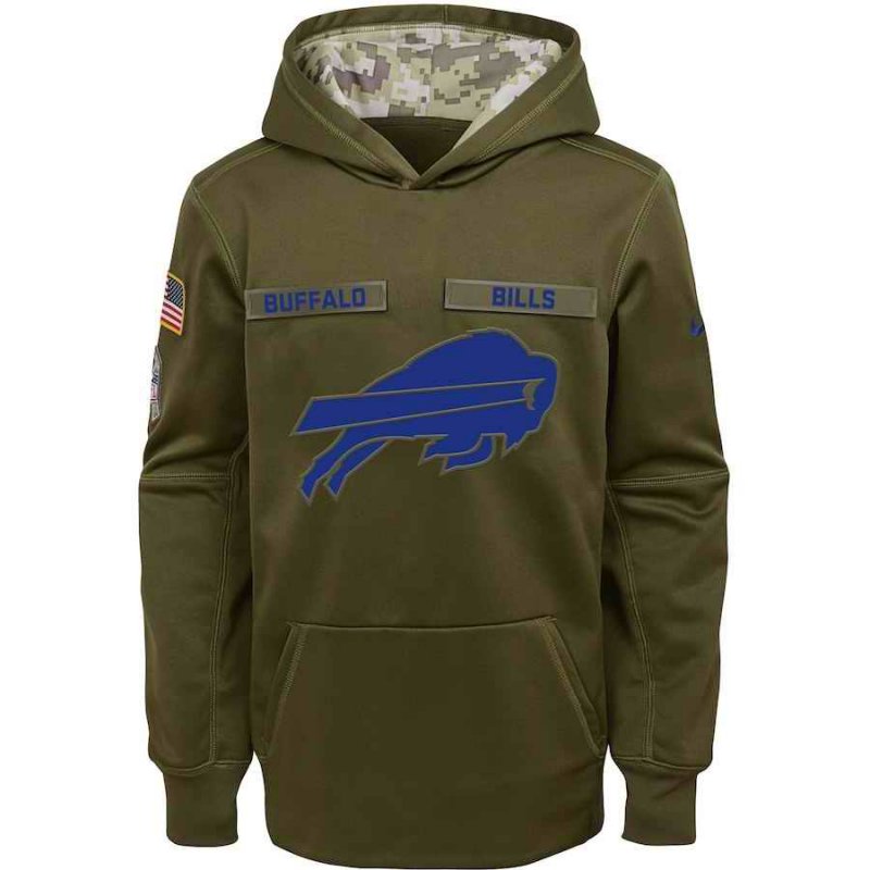 Youth Buffalo Bills Olive Salute to Service Pullover Performance NFL Hoodie