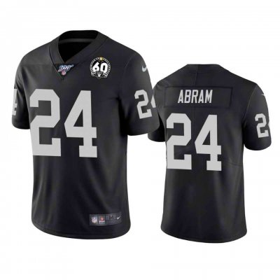 Men's Oakland Raiders #24 Johnathan Abram Black 100th Season with 60 Patch Vapor Limited Stitched NFL Jersey