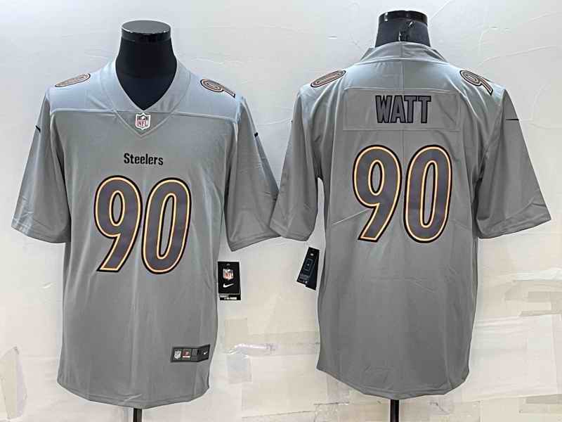 Men's Pittsburgh Steelers #90 T.J. Watt Grey Atmosphere Fashion Stitched Jersey