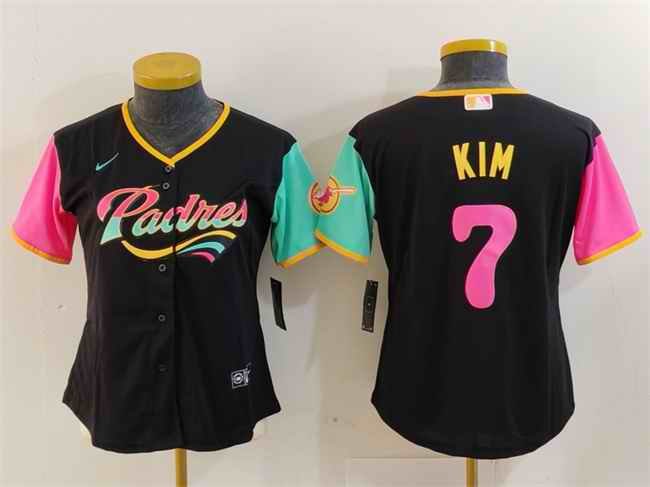 Women's San Diego Padres #7 Ha Seong Kim Black City Connect Stitched Baseball Jersey(Run Small)