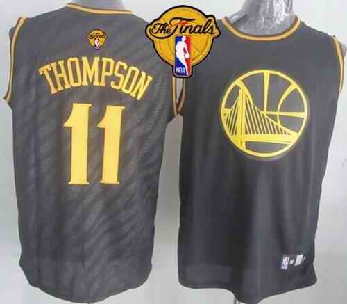 Warriors #11 Klay Thompson Black Precious Metals Fashion The Finals Patch Stitched NBA Jersey