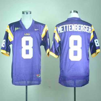 LSU Tigers #8 Zach Mettenberger Purple Stitched NCAA Jersey