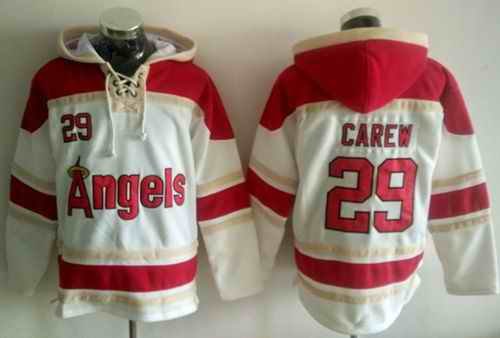 Angels of Anaheim #29 Rod Carew White Sawyer Hooded Sweatshirt MLB Hoodie