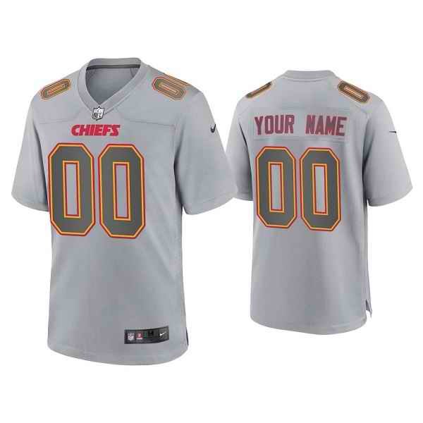 Men's Kansas City Chiefs Active Player Custom Grey Atmosphere Fashion Stitched Game Jersey