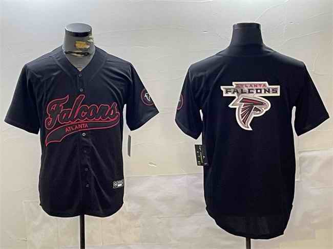 Men's Atlanta Falcons Team Big Logo Black With Patch Cool Base Stitched Baseball Jersey