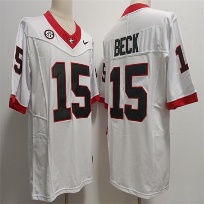 Georgia Bulldogs #15 Carson Beck White F.U.S.E Stitched Jersey