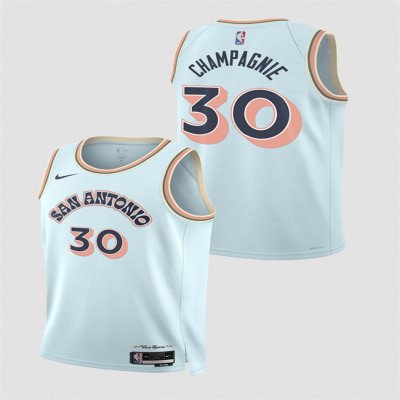 Men's San Antonio Spurs #30 Julian Champagnie Light Blue 2024/25 City Edition Stitched Basketball Jersey