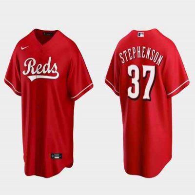 Men's Cincinnati Reds #37 Tyler Stephenson Red Cool Base Stitched Baseball Jersey