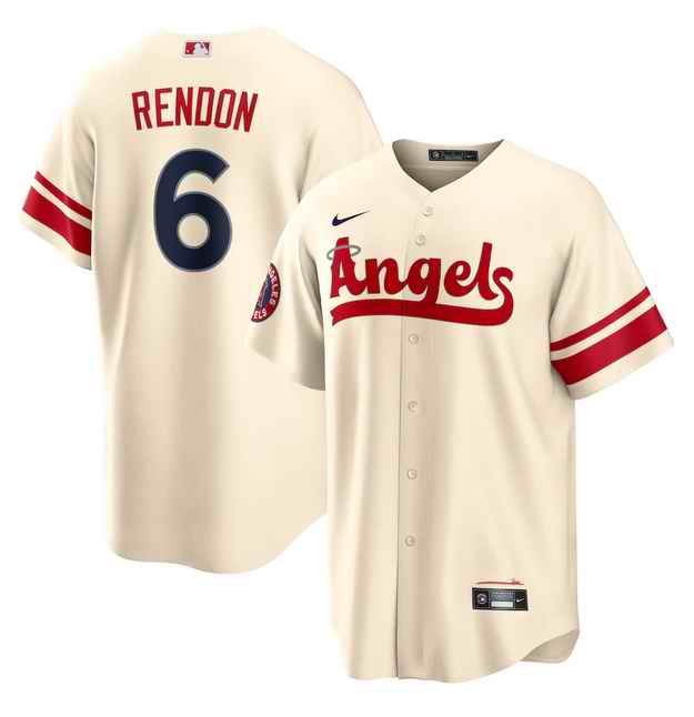 Men's Los Angeles Angels #6 Anthony Rendon 2022 Cream City Connect Cool Base Stitched Jersey