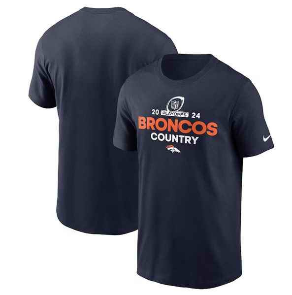 Men's Denver Broncos Navy 2024 Playoffs T-Shirt