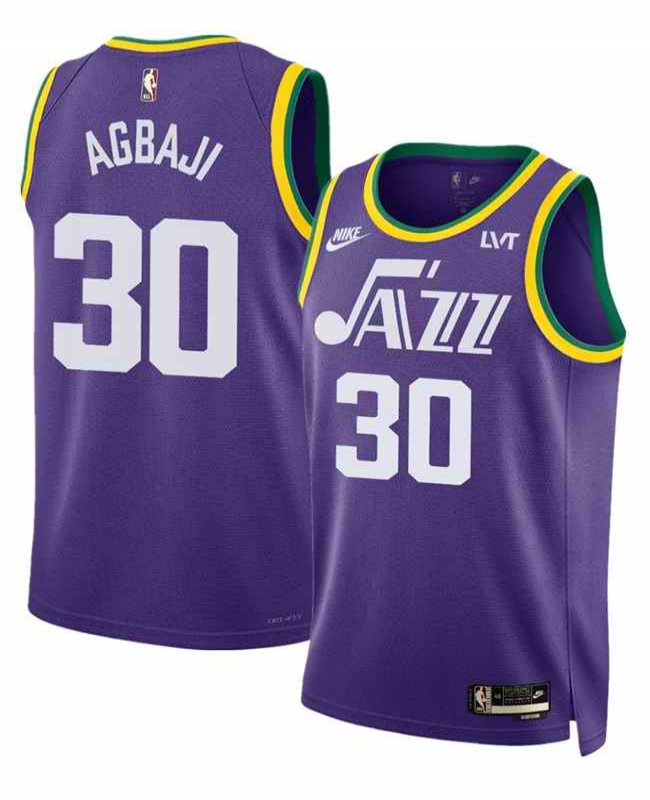 Men's Utah Jazz #30 Ochai Agbaji Purple 2023 Classic Edition Stitched Basketball Jersey