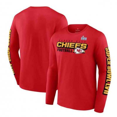 Men's Kansas City Chiefs Red Super Bowl LVII Star Trail Long Sleeve T-Shirt