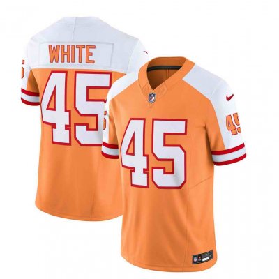 Men's Tampa Bay Buccaneers #45 Devin White 2023 F.U.S.E. White/Orange Throwback Limited Stitched Jersey