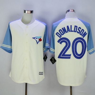 Blue Jays #20 Josh Donaldson Cream/Blue Exclusive New Cool Base Stitched MLB Jersey