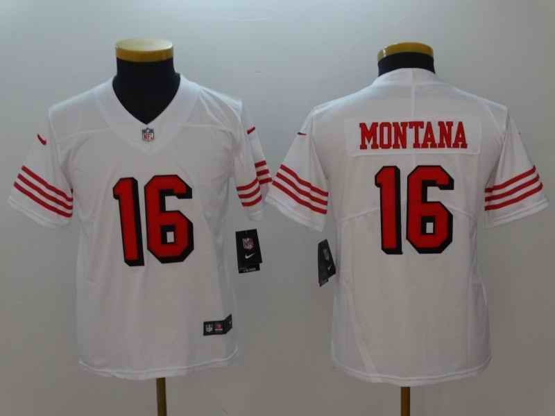 Youth NFL San Francisco 49ers #16 Joe Montana White Vapor Untouchable Limited Stitched Jersey