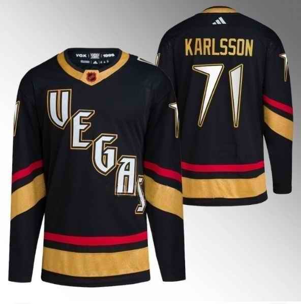 Men's Vegas Golden Knights #71 William Karlsson Black 2022-23 Reverse Retro Stitched Jersey