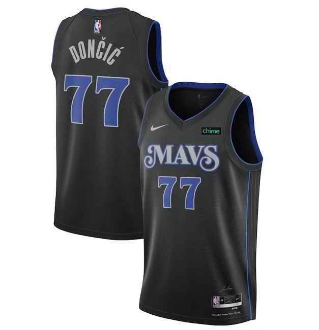 Men's Dallas Mavericks #77 Luka Doncic Black 2023-24 City Edition Stitched Basketball Jersey