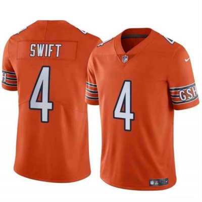 Men's Chicago Bears #4 D'Andre Swift Orange Vapor Stitched Football Jersey