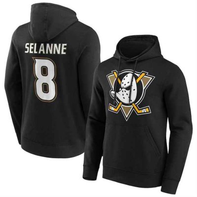 Men's Anaheim Ducks #8 Teemu Selanne Black Pullover  Hoodie