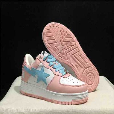 Women's Bape Sta Low Top Leather Pink/White Shoes 0013