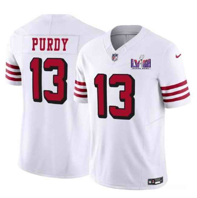 Men's San Francisco 49ers #13 Brock Purdy New White F.U.S.E. Super Bowl LVIII Patch Vapor Untouchable Limited Stitched Football Jersey