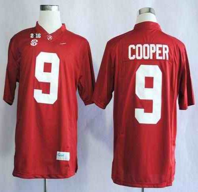 Crimson Tide #9 Amari Cooper Red Limited 2016 College Football Playoff National Championship Patch Stitched NCAA Jersey