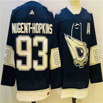 Men's Edmonton Oilers #93 Ryan Nugent-Hopkins Navy/White  Stitched Jersey