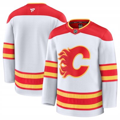 Men's Calgary Flames Blank White 2024-25 Away Stitched Hockey Jersey