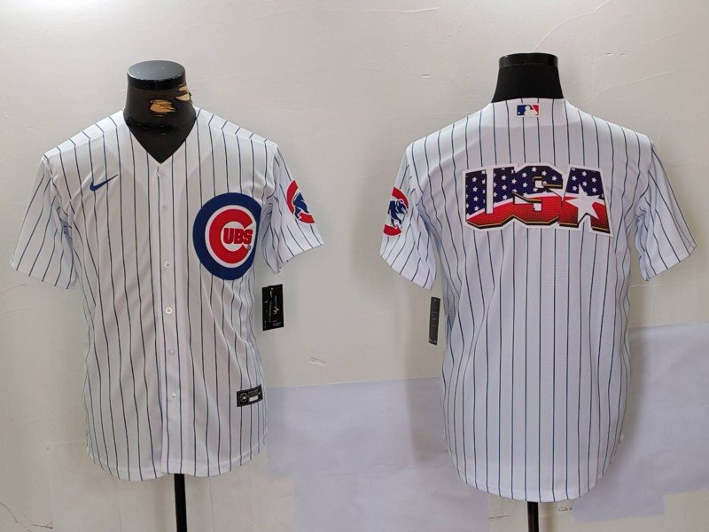 Men's Chicago Cubs White Team Big Logo Cool Base Stitched Jersey