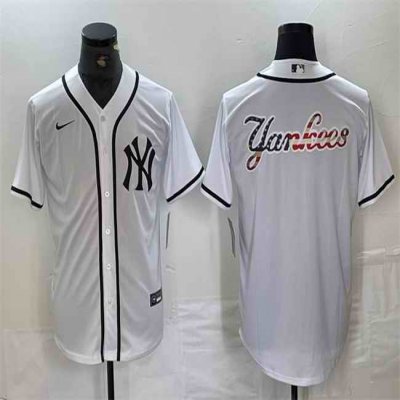 Men's New York Yankees White Team Big Logo Cool Base Stitched Baseball Jersey