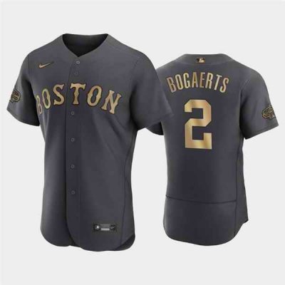 Men's Boston Red Sox #2 Xander Bogaerts 2022 All-star Charcoal Flex base Stitched Jersey