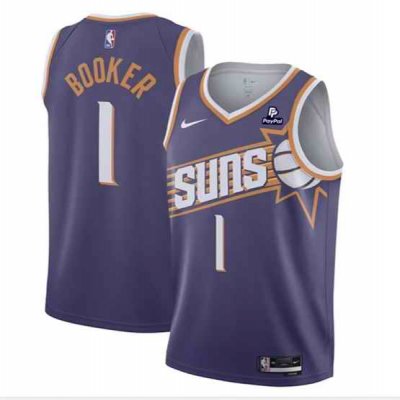 Women's Phoenix Suns #1 Devin Booker Purple 2023 Icon Edition Stitched Basketball Jersey(Run Small)