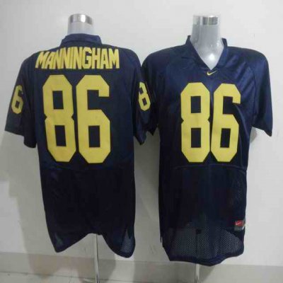 Wolverines #86 Mario Manningham Blue Stitched NCAA Jersey