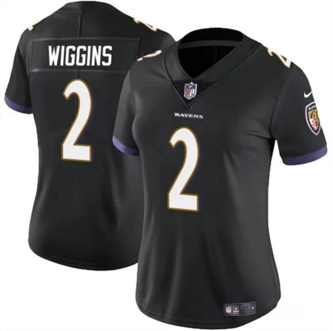 Women's Baltimore Ravens #2 Nate Wiggins Black 2024 Draft  Football Jersey(Run Small)