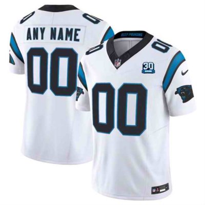 Men's Carolina Panthers Active Player Custom White 2024 30th Anniversary Patch F.U.S.E. Vapor Limited Stitched Football Jersey