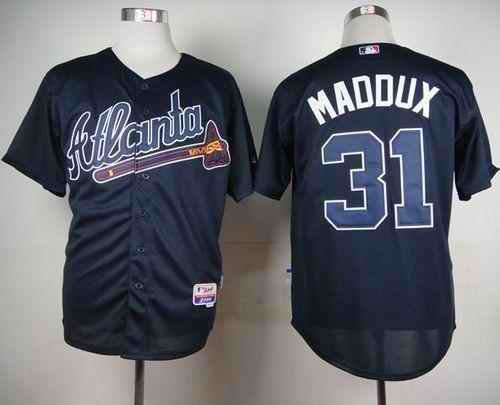 Braves #31 Greg Maddux Blue Cool Base Stitched MLB Jersey