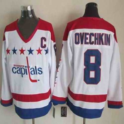 Capitals #8 Alex Ovechkin White CCM Throwback Stitched NHL Jersey