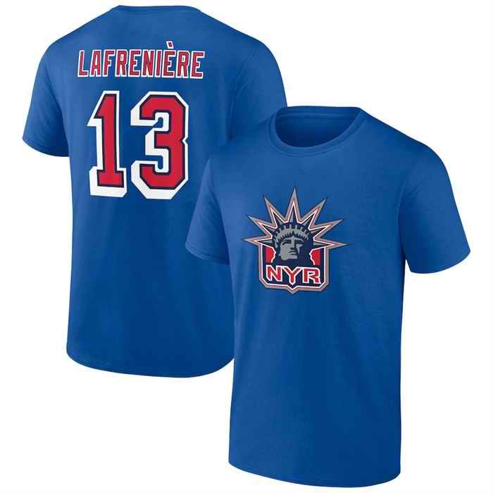 Men's New York Rangers #13 Alexis Lafreni're Blue T-Shirt