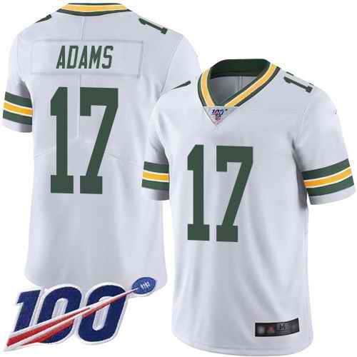 Men's Green Bay Packers #17 Davante Adams 2019 White 100th Season Vapor Untouchable Limited Stitched NFL Jersey