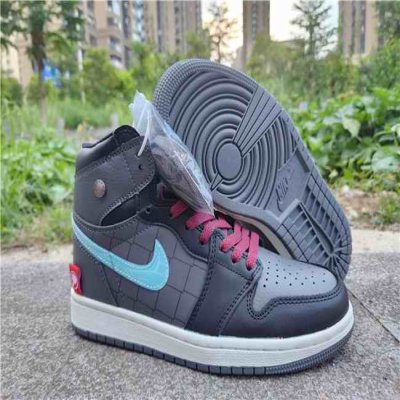 Men's Running Weapon Air Jordan 1 High Top  Black/Grey Shoes 483